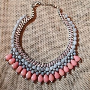 Gray and coral beaded necklace
